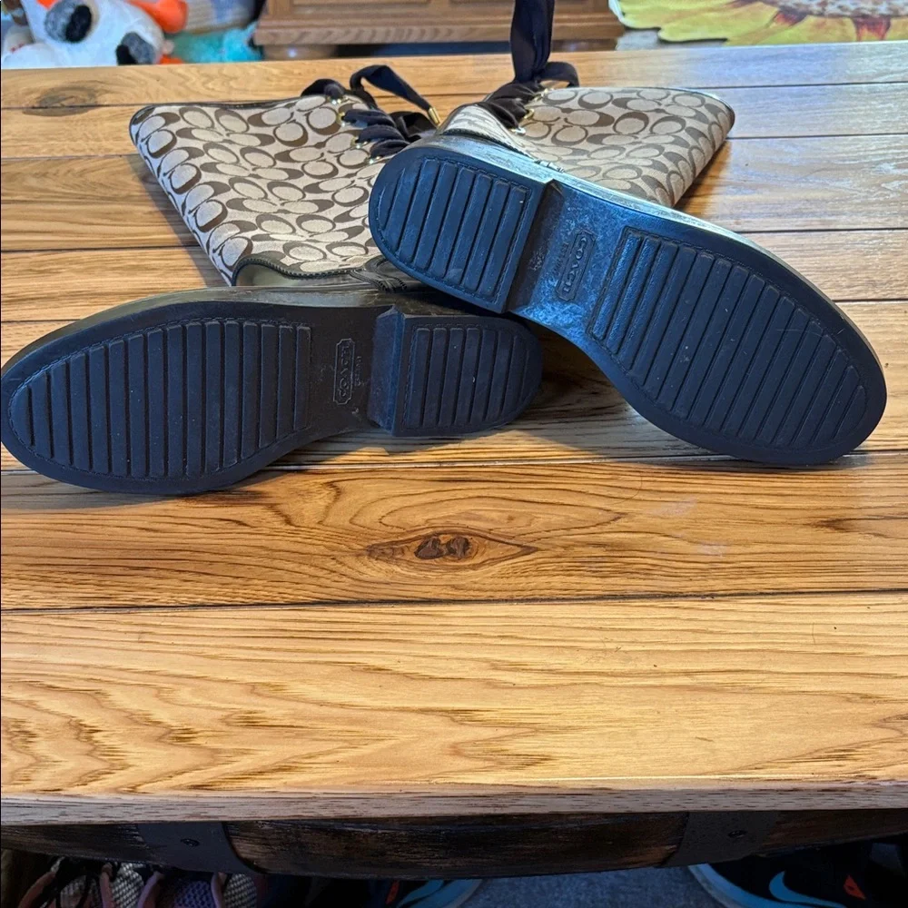 Coach Black and Brown Patterned Rain Boots - Picture 8 of 9